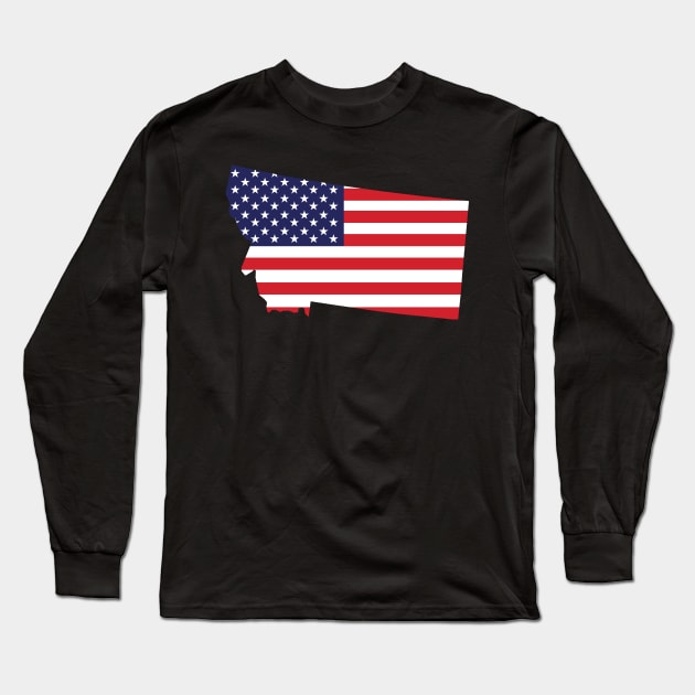 Montana State Shape Flag Background Long Sleeve T-Shirt by anonopinion